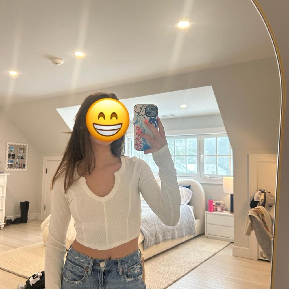 White Long Sleeve Crop Top